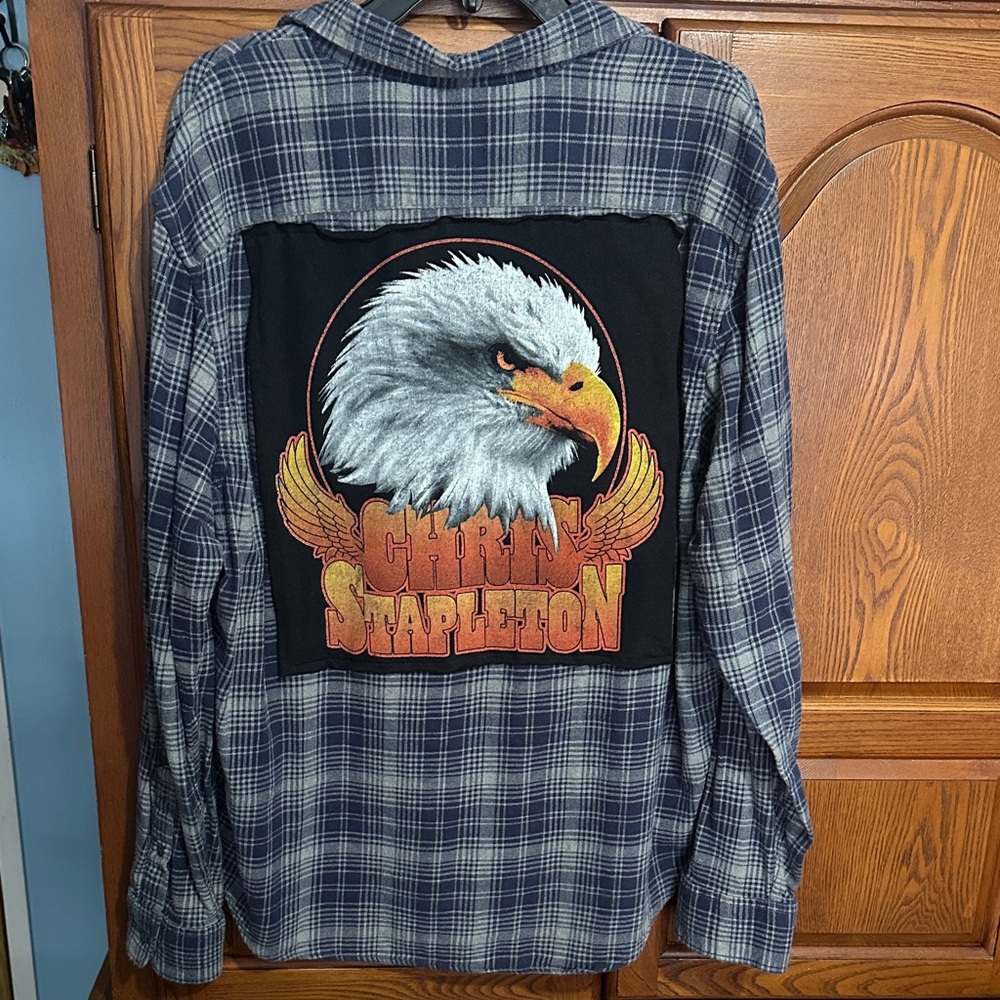 Chris Stapleton upcycled flannel tee made by me